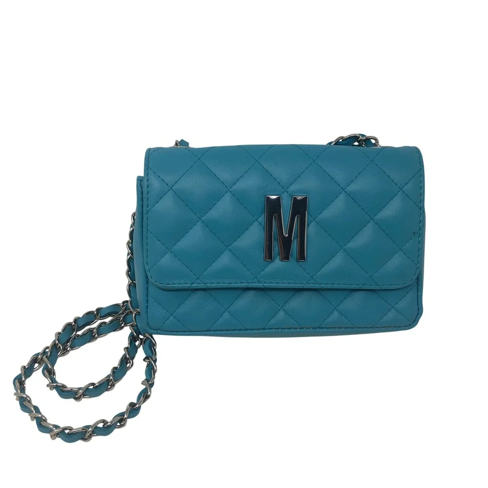 Mia Bag Crossbody Small Women Turquoise Quilted Silver Hardware Chain Strap